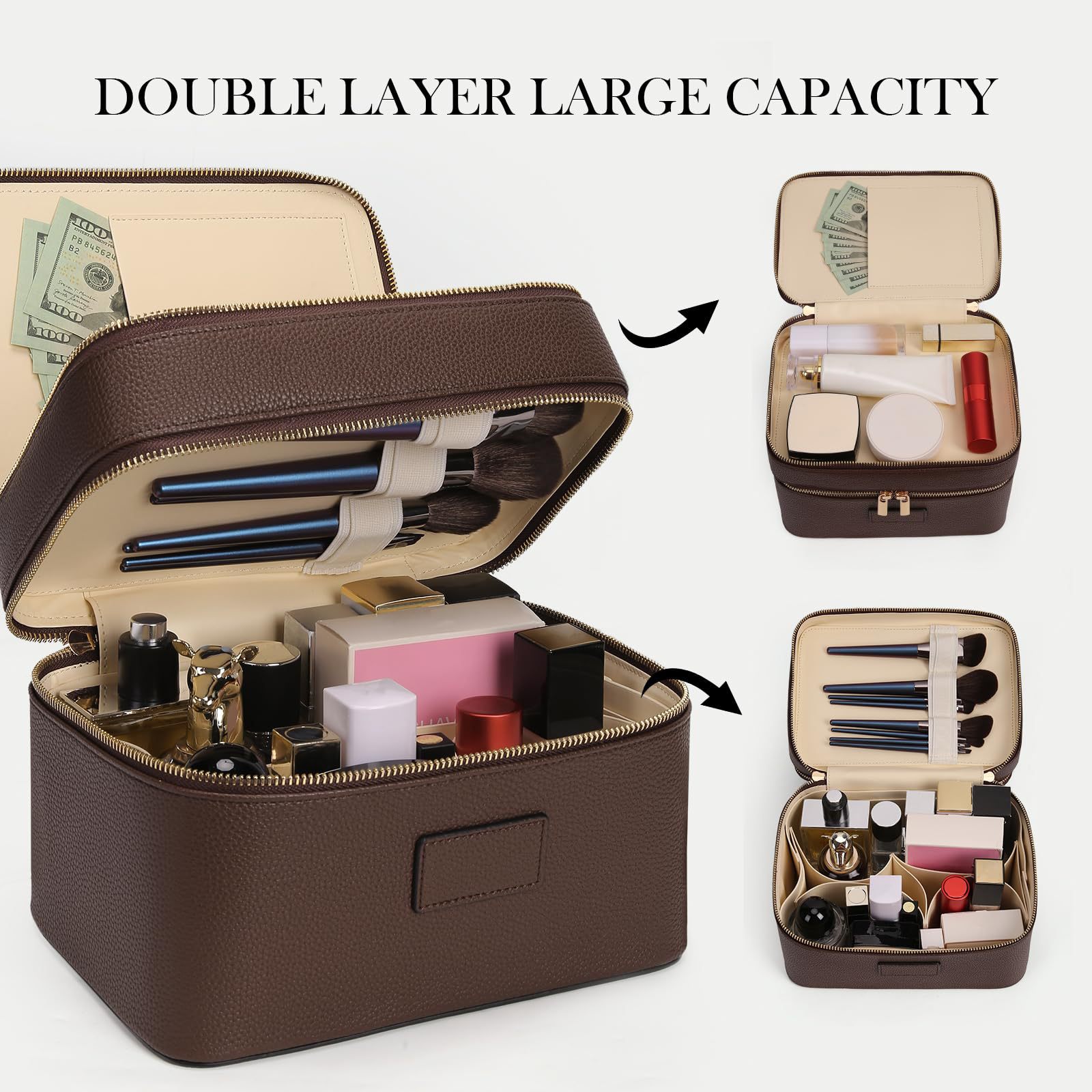 Luxury Bags For Travel - 대용량 이중 레이어 고급 화장품 가방,