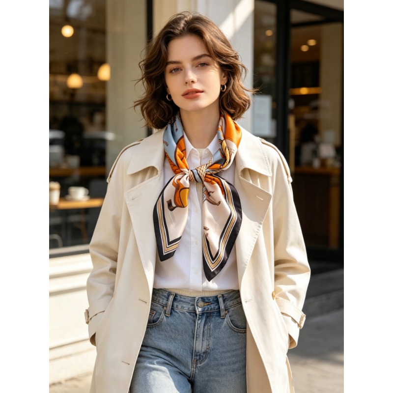 Luxury Bags For Travel - 럭셔리 100% 멀버리 실크 스퀘어 스카프