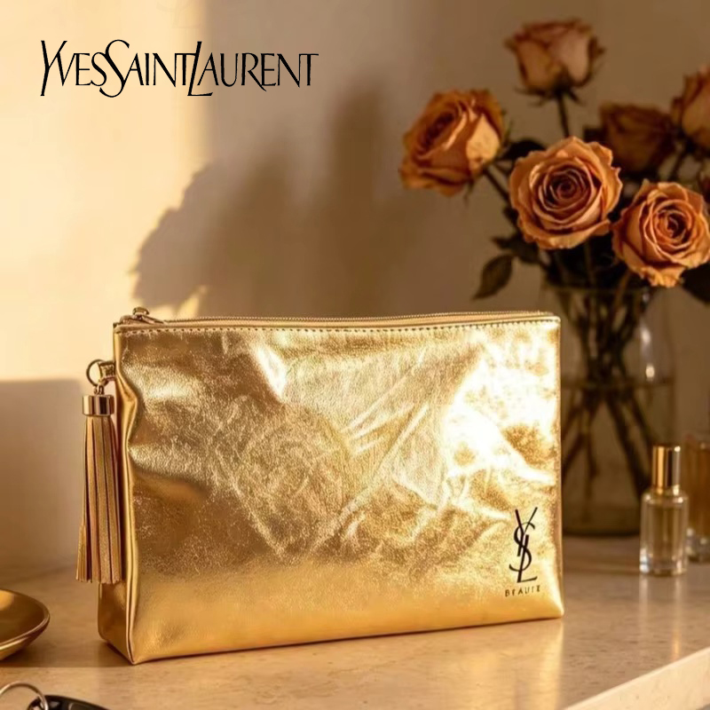 Luxury Bags For Travel - YSL 골든 화장품 가방, 휴대용 방수