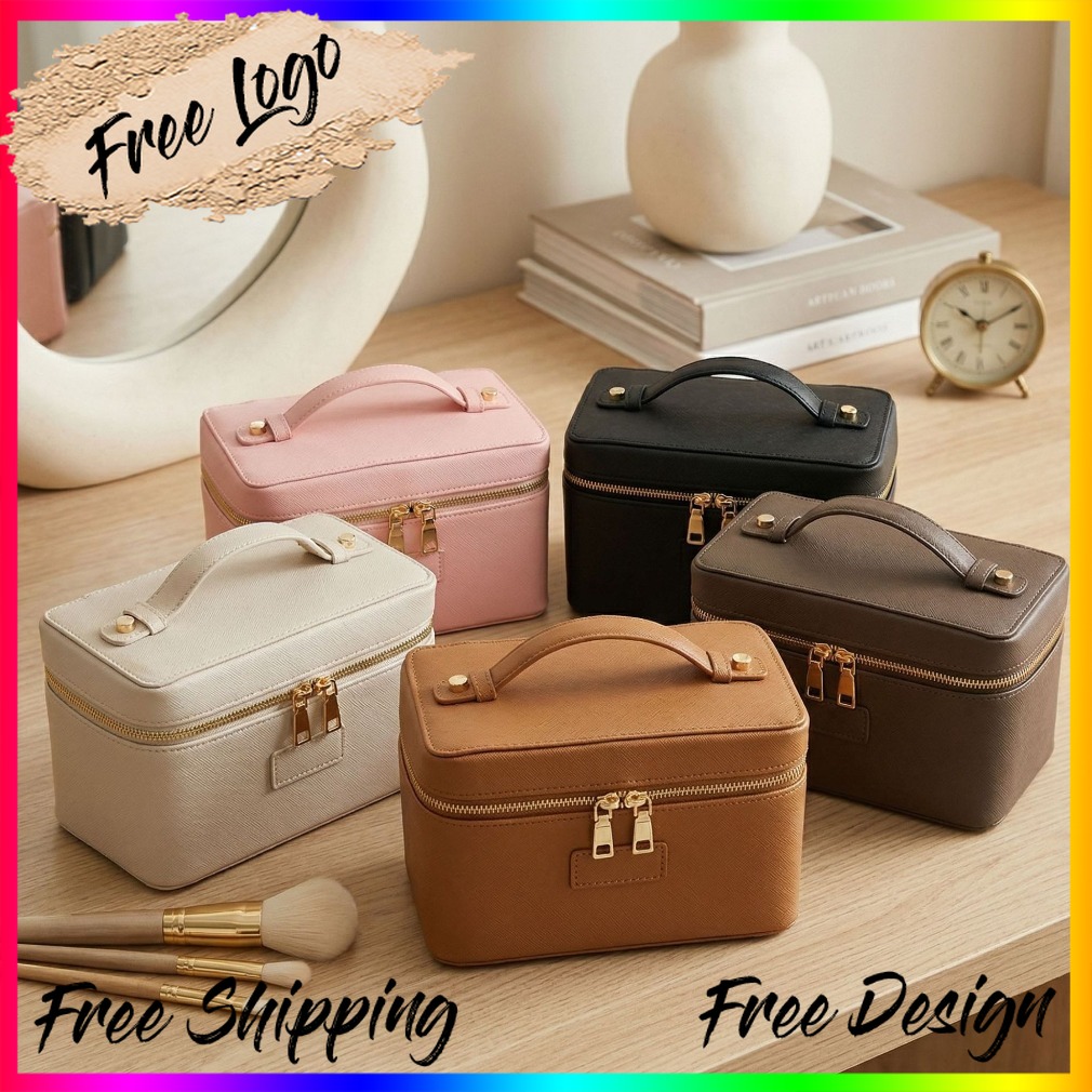 Luxury Bags For Travel - 럭셔리 타조 무늬 가죽 화장품 가방