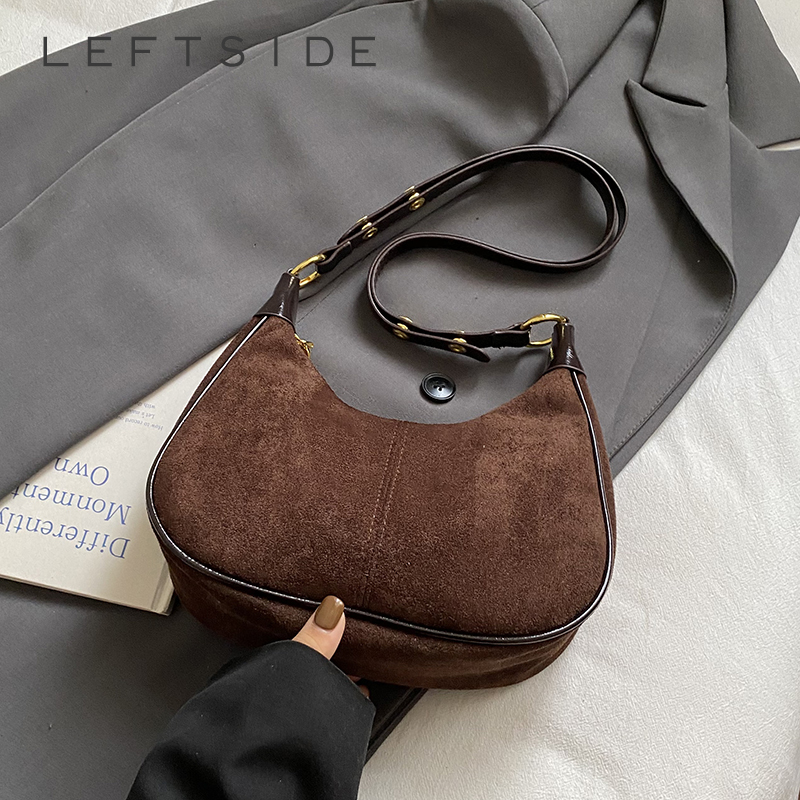 Luxury Bags Trend 2025 - LEFTSIDE 여성용 스웨이드 숄더백 2025 겨울