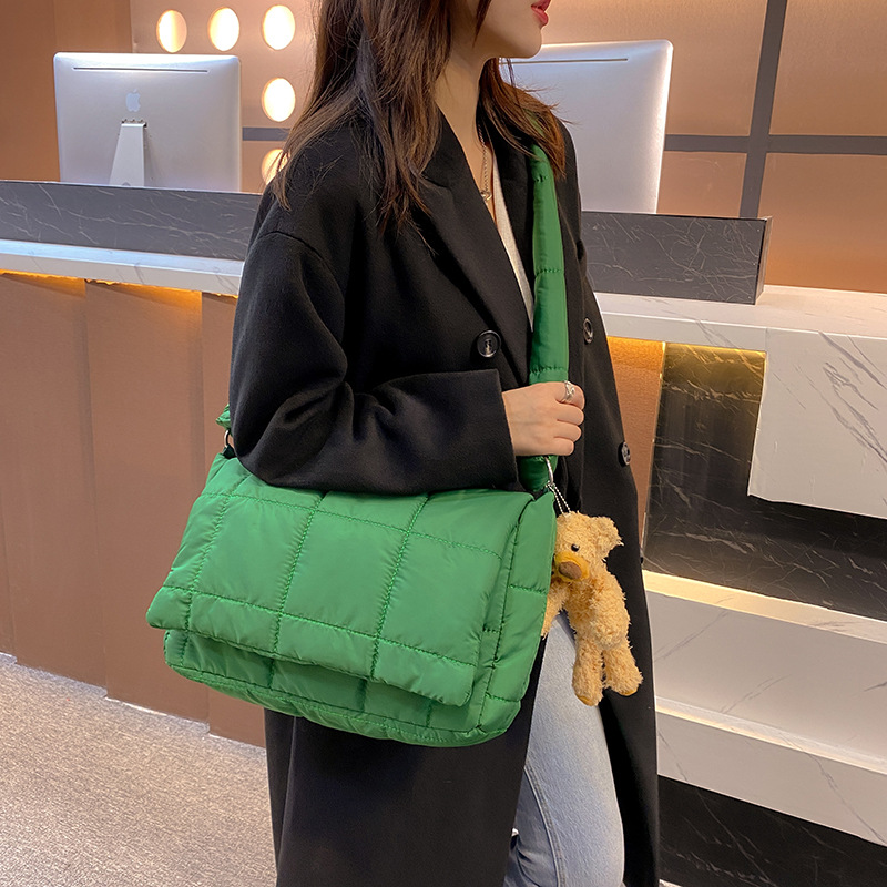 여성용 겨울 다운 코튼 메신저 백, 녹색 브랜드 디자이 - Luxury Bags Green 리뷰 및 가격