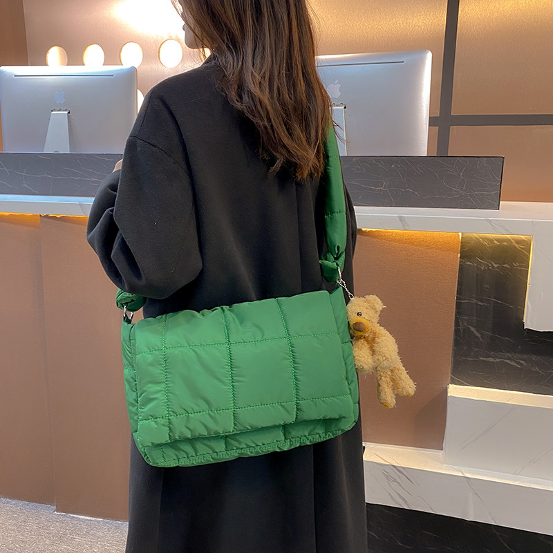 여성용 겨울 다운 코튼 메신저 백, 녹색 브랜드 디자이 - Luxury Bags Green 리뷰 및 가격