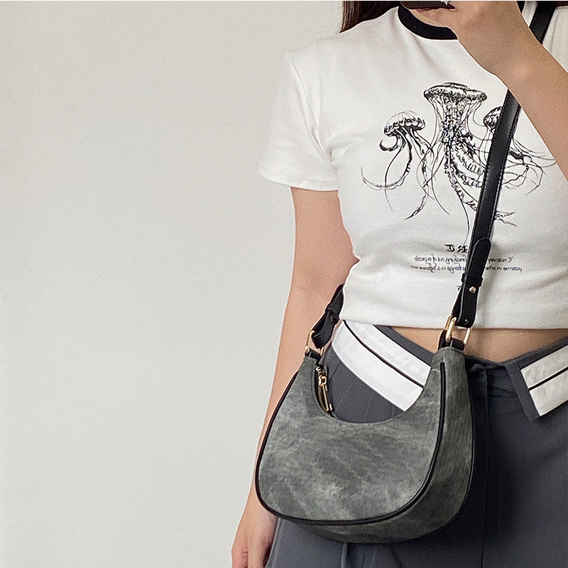 캐주얼 여성용 하프 문 언더암 백, 회색 PU 가죽 호 - Luxury Bags Kate Spade 리뷰 및 가격