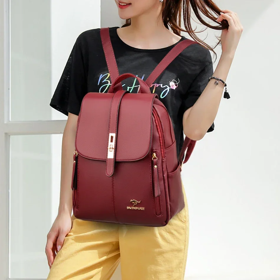 여성 가죽 대용량 배낭 여자를위한 고품질 빈티지 학교  - Luxury Bags For Travel 리뷰 및 가격